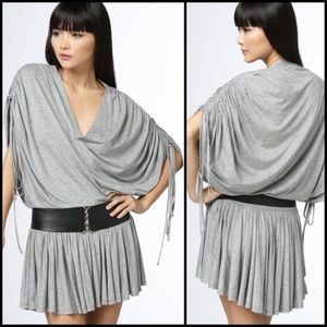 Robert Rodriguez NWT Gray Heather Drawstring Sleeve Jersey Mini Dress XS